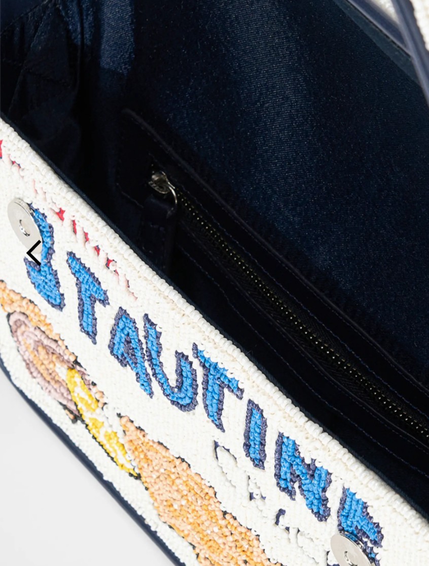 NEW Staud Tommy Beaded Shoulder Bag Stautine Saltine Crackers Oysters Lemon