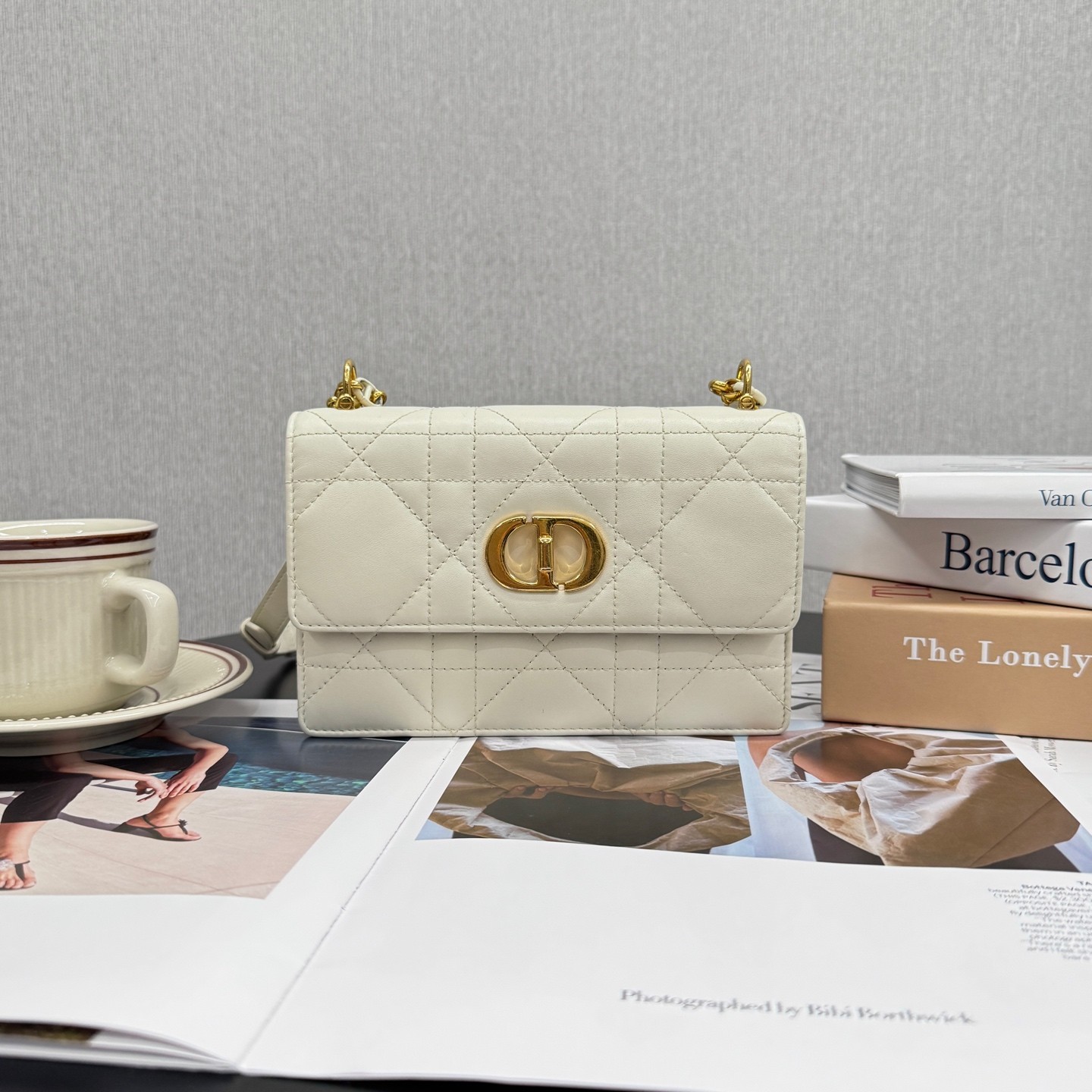 Dior Miss Caro Small Milk White Calfskin Shoulder Crossbody Bag US Ship