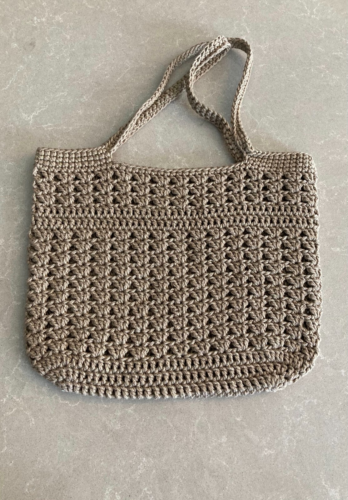 NEW! Handmade Crochet Tote – Taupe – 9 in x 7.5 in