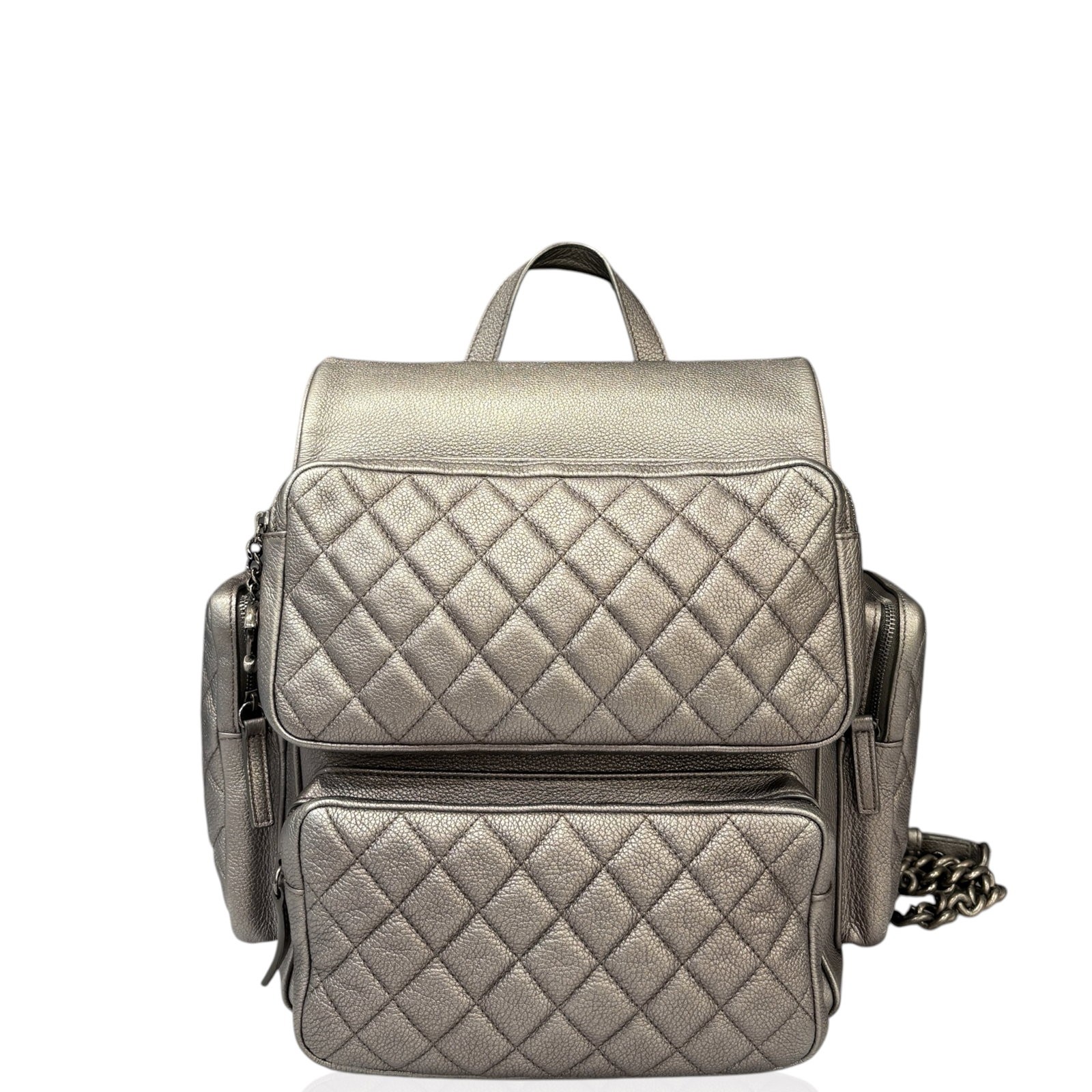 Chanel Backpack Silver Metallic Calfskin (hs032826d4)