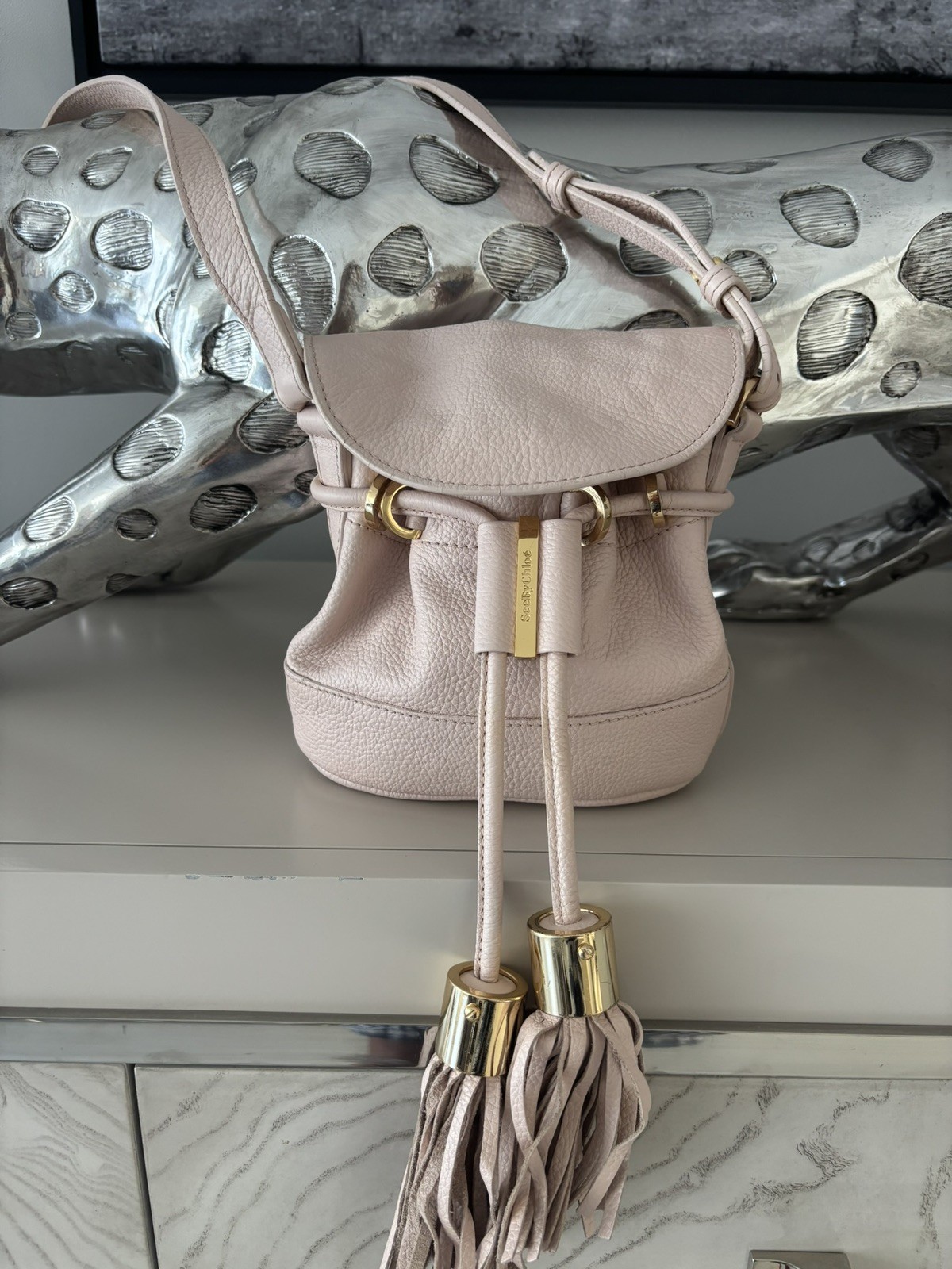See By Chloe Black Leather Bucket Bag Tassels Gold Hardware Purse Vicki?