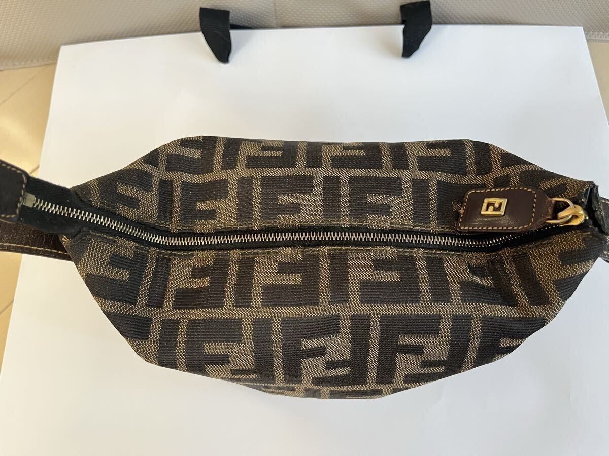 FENDI Zucca Vanity Bag Black Gold Small Authentic
