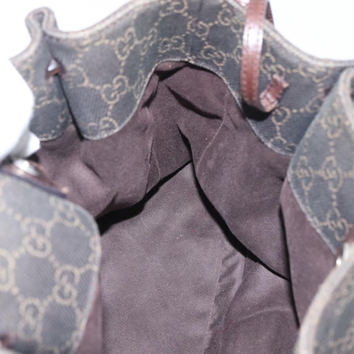 GUCCI GG Canvas Tote Bag Brown Silver 101919 Auth hk3623