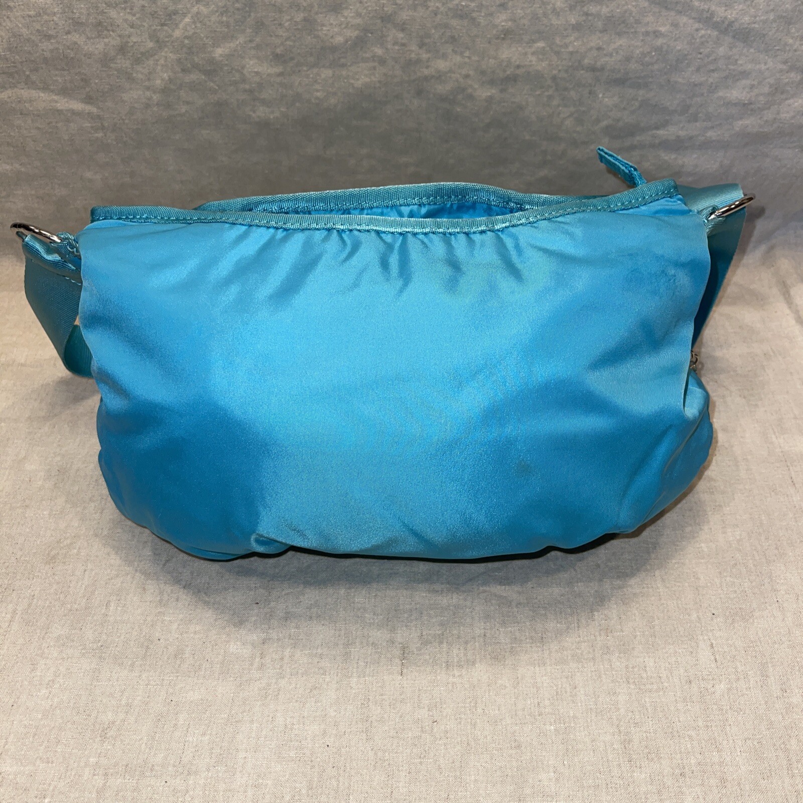 Kipling Nylon Crossbody Bag Purse w/ Monkey Keychain Charm Aqua Blue Medium Size