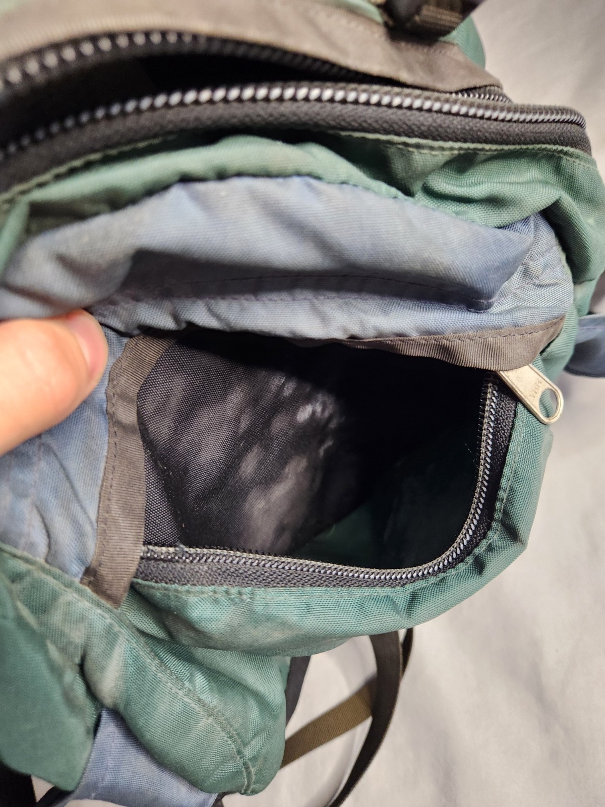 Vintage 90s North Face Backpack Bag Forest Green Black Hiking Camping Padded USA