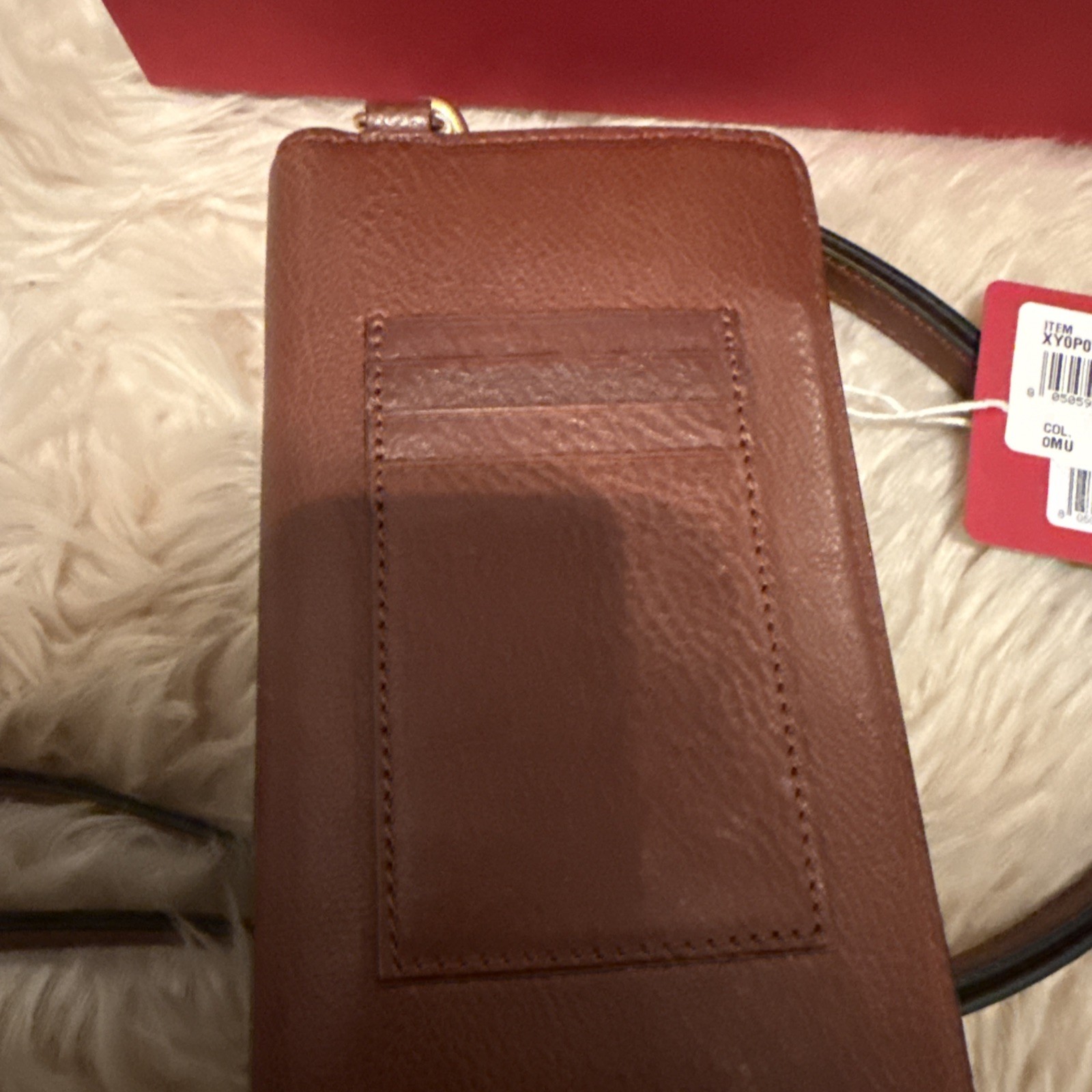 NWT VALENTINO GARAVANI VLOGO BROWN LEATHER LOCO PHONE CASE/CLUTCH BAG