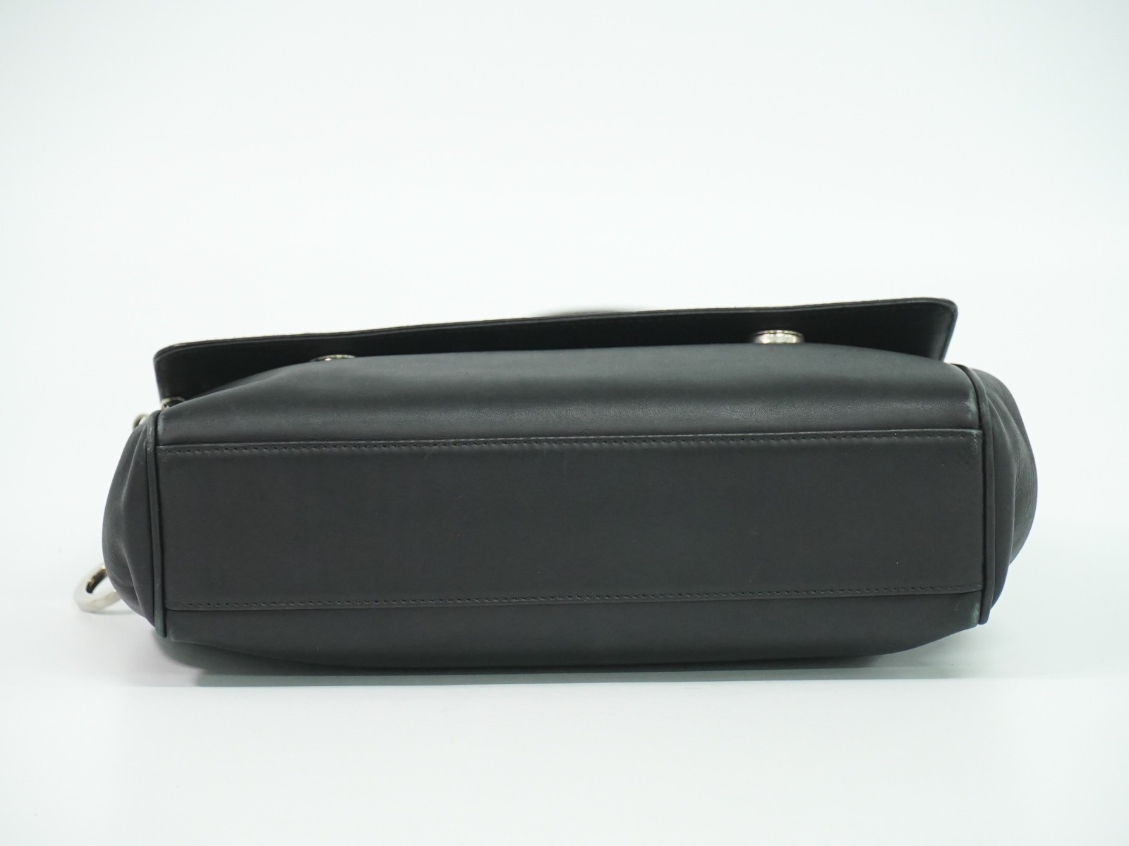 Salvatore Ferragamo Gancini Leather One Shoulder Bag Black Silver