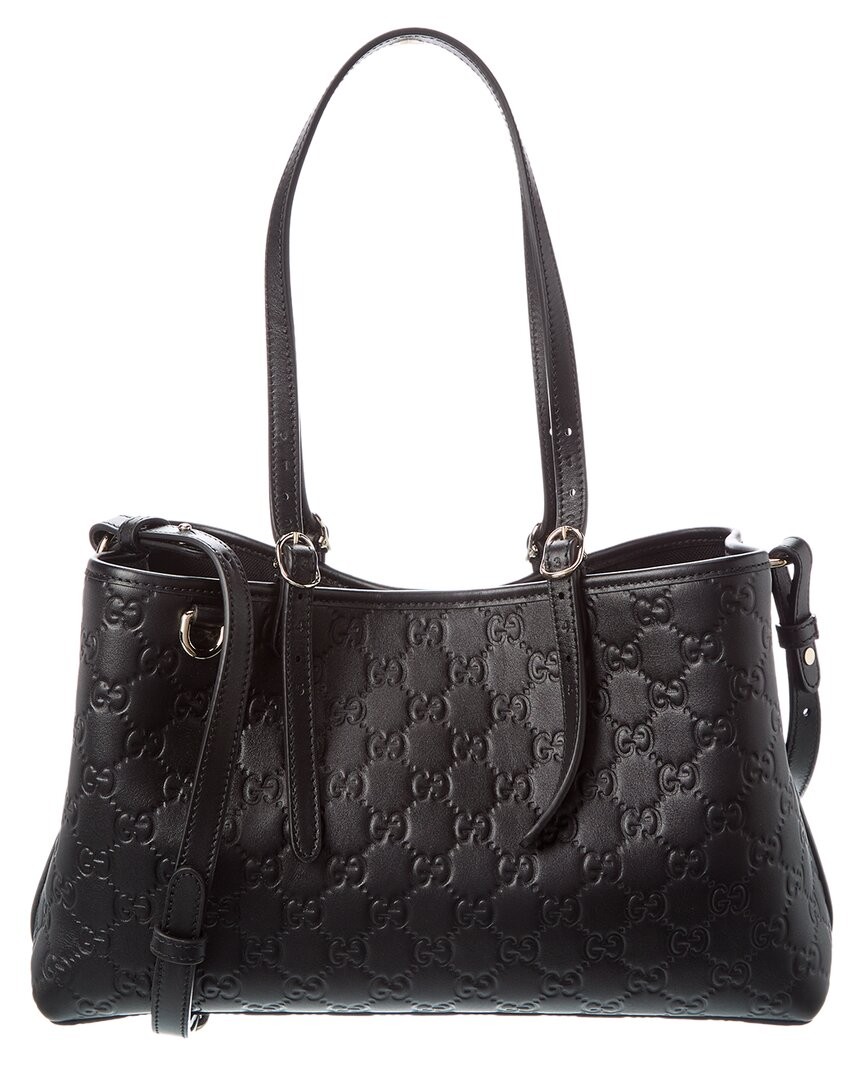 Gucci Gg Emblem Medium Leather Tote Women’s Black Ns