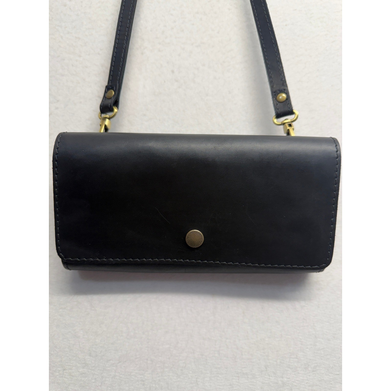 RETIRED Portland Leather Goods DELUXE ACCORDION PURSE Black Smooth Leather