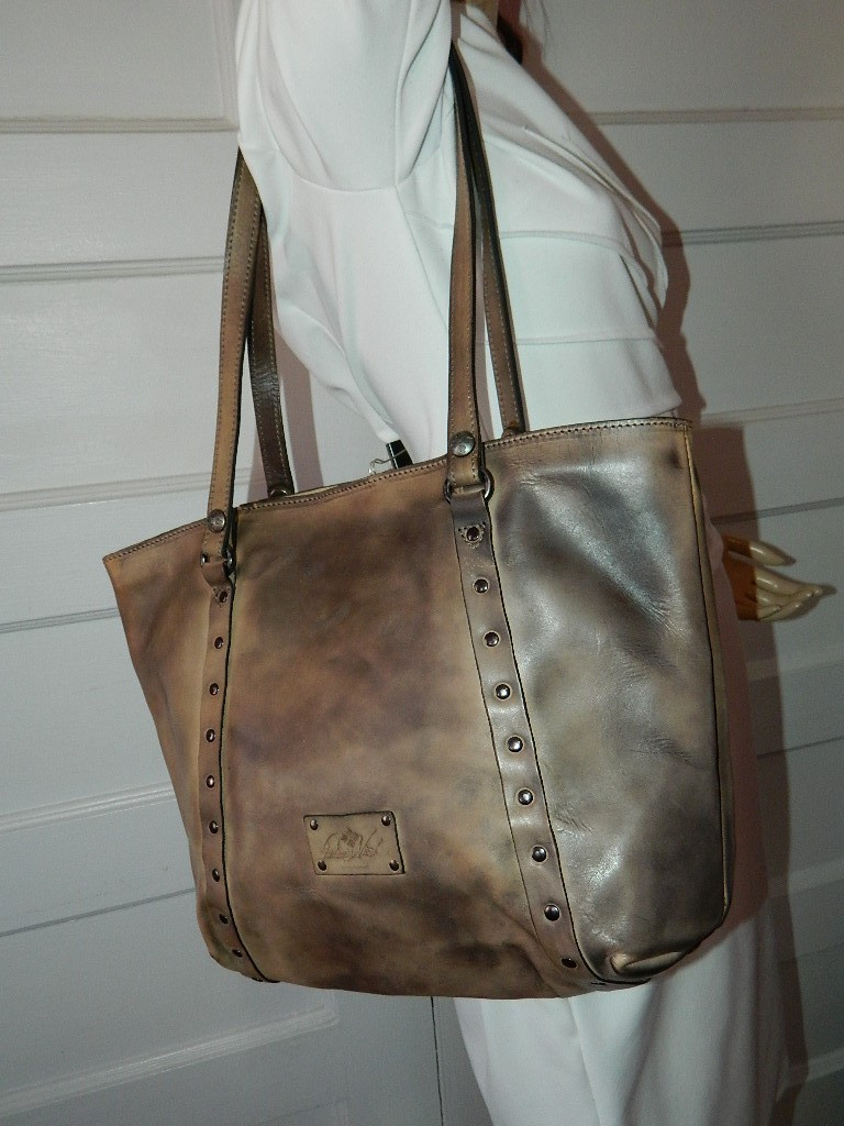 PATRICIA NASH BENVENUTO VINTAGE DISTRESSED LEATHER TOTE BAG
