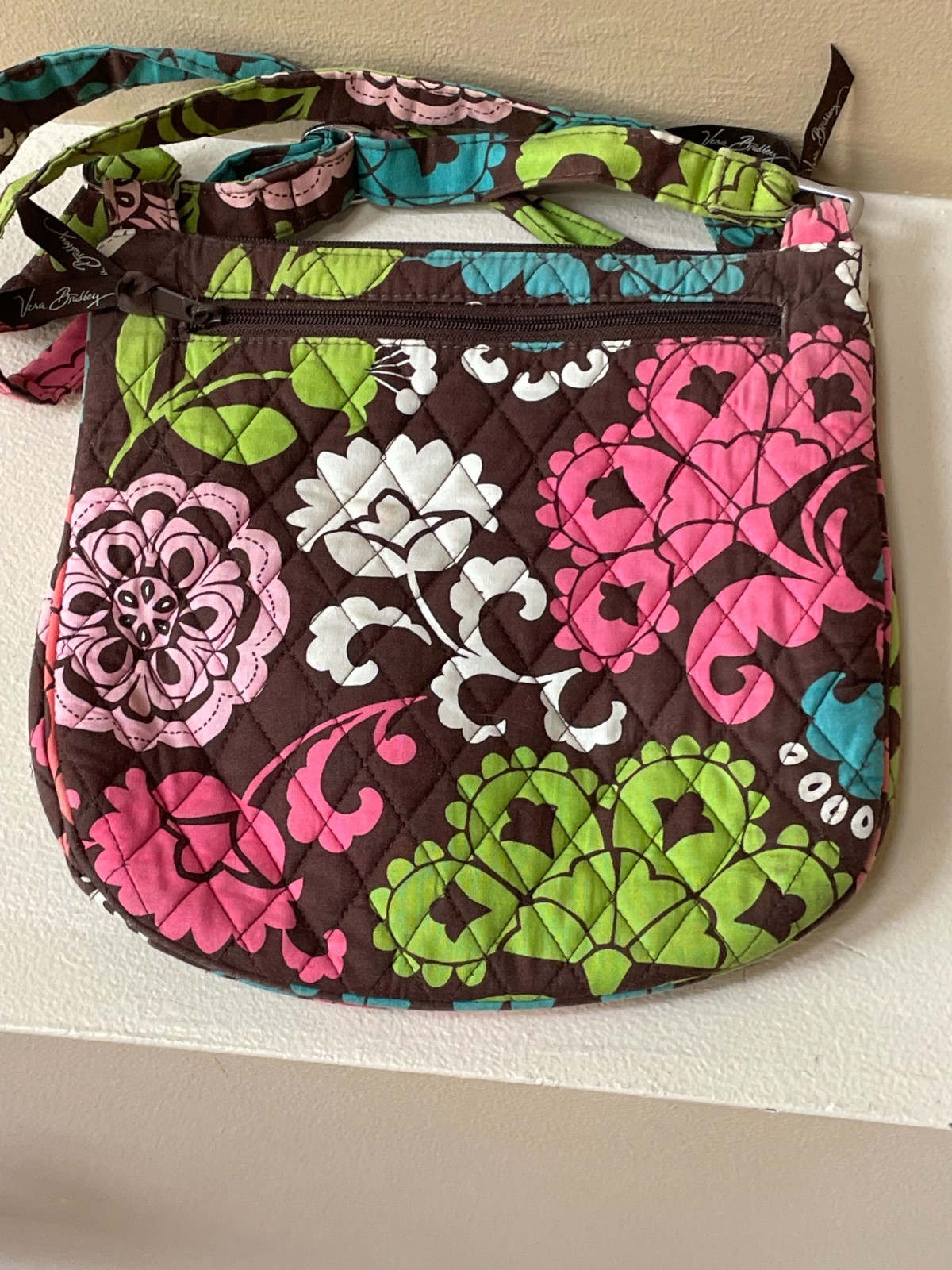 VERA BRADLEY BROWN LOLA SADDLE UP SHOULDER CROSSBODY BUCKLE BAG WITH WALLET SET