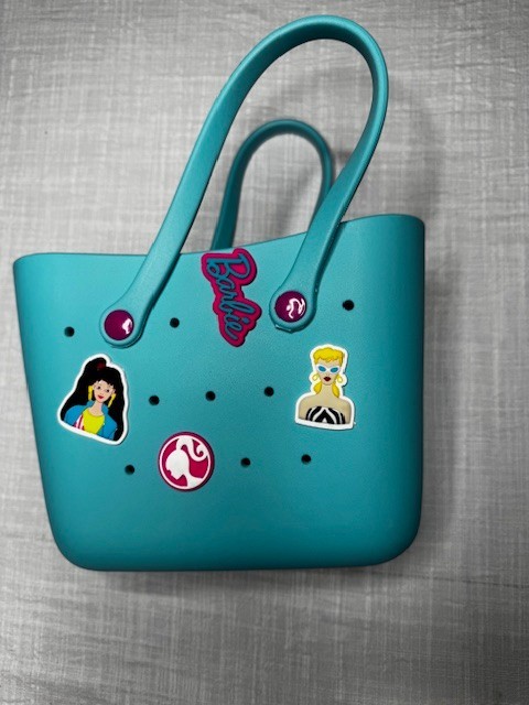 Barbie Miniso Bogg Style Eva Blue Tote Beach Lunch Bag With Charms