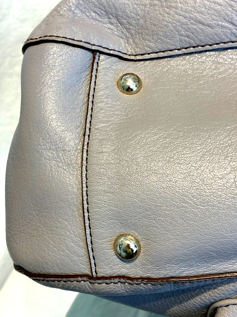 Max-New York Dove Gray Leather Satchel, Shoulder Bag, Carry All, Purse, Tote 489
