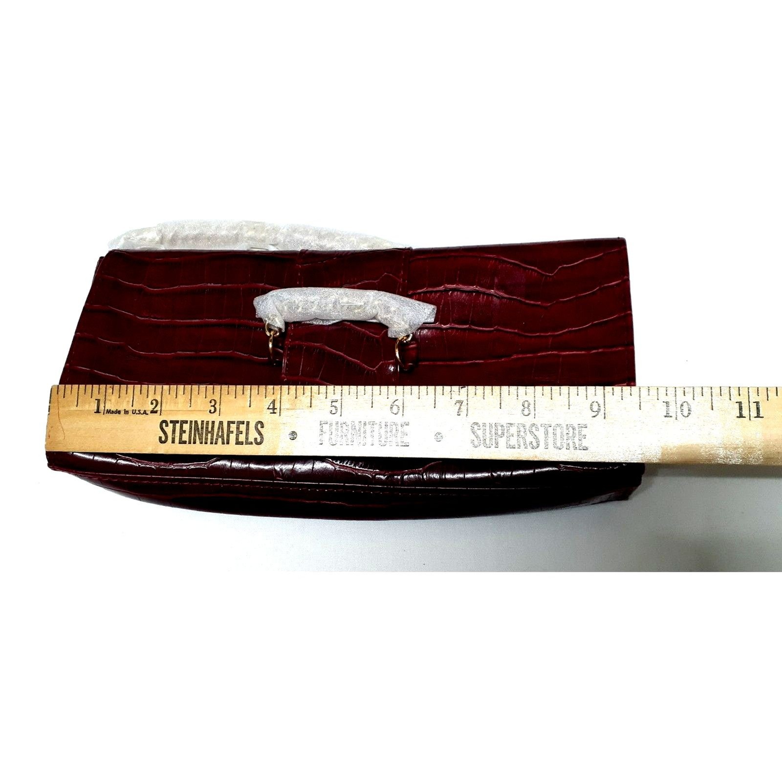Croco Pattern Evening Clutch Purse Burgundy 9.5-inch Wide brand New