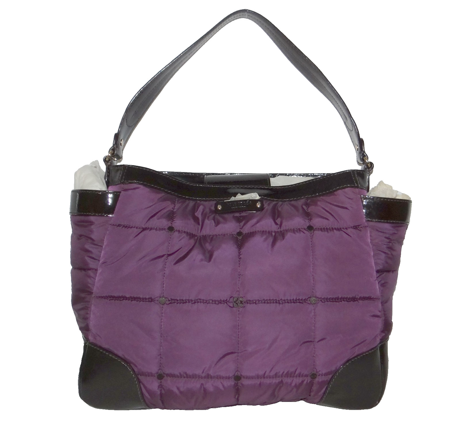 Vintage KATE SPADE quilted nylon & patent leather ZERMATT tote bag PXRU0578 NWT