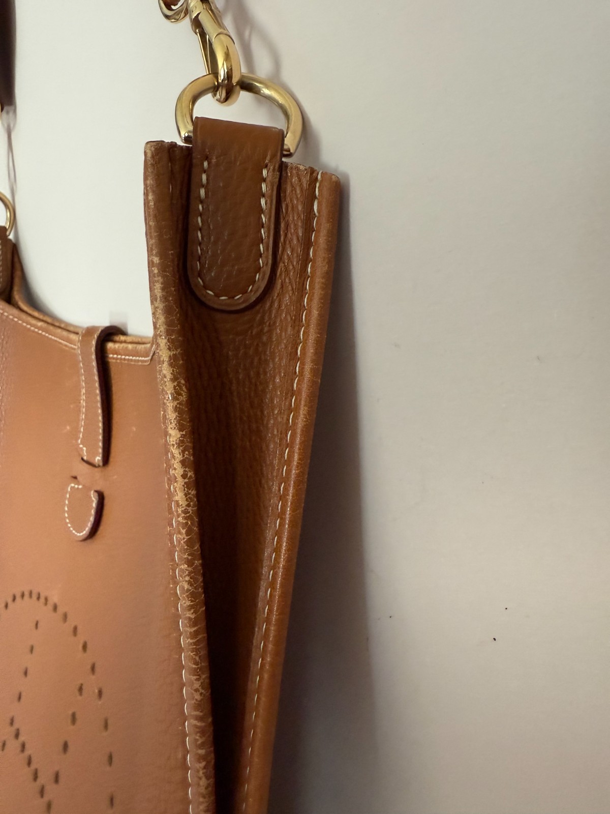 Authentic HERMÉS Evelyne 3 GM Shoulder Bag Leather, Goldtone Hardware