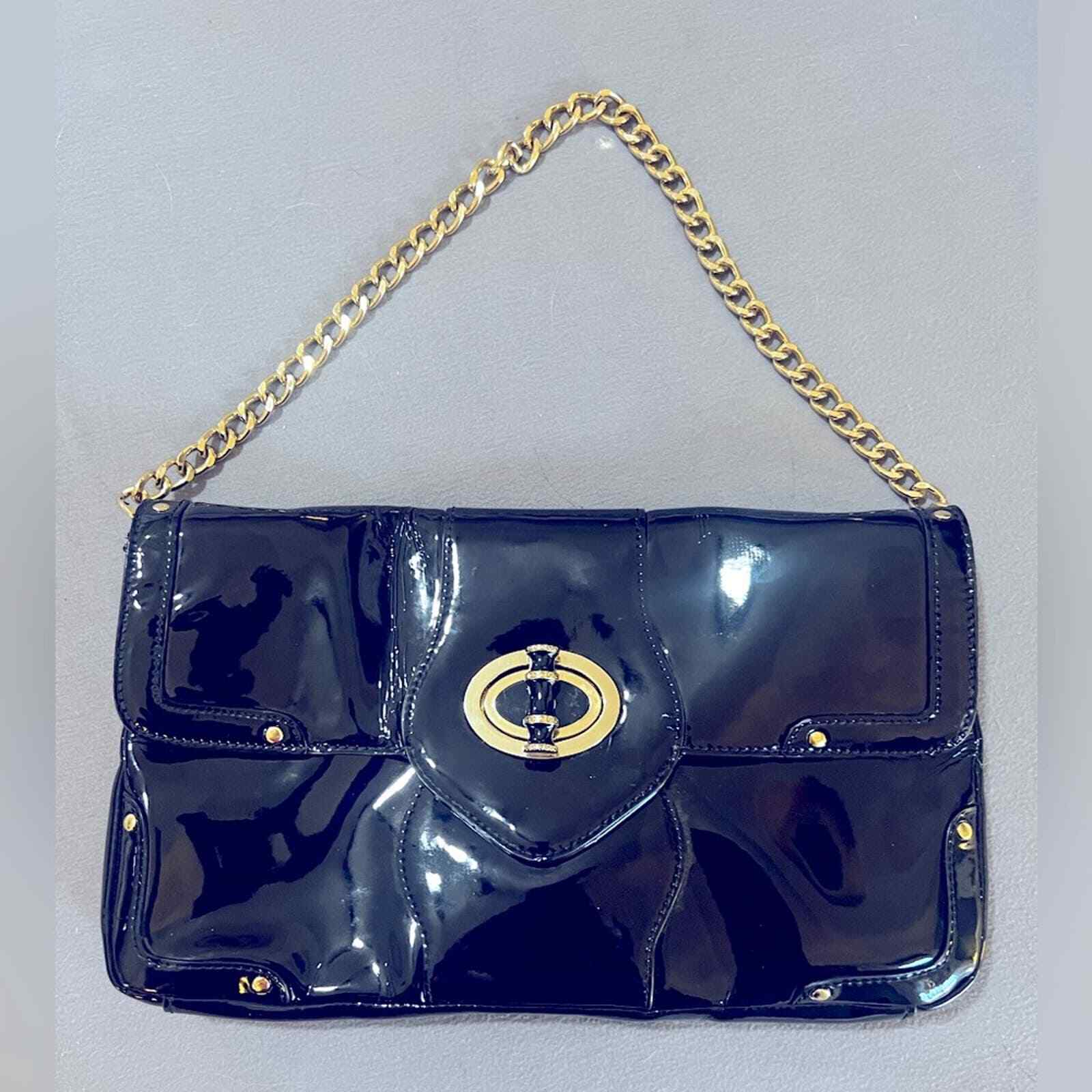 Elaine Turner patent leather black shoulder bag Euc Classic Designer