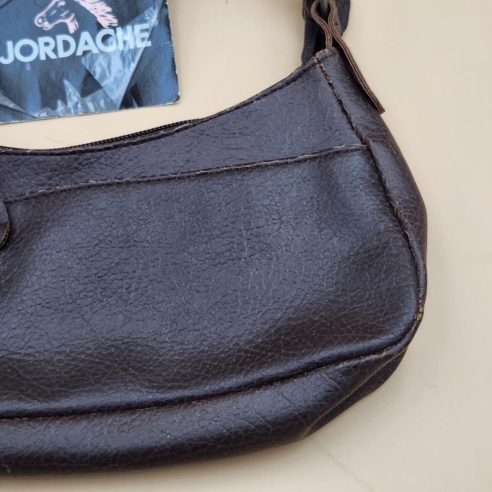 Jordache VTG Y2K Faux Leather Clutch Purse Handbag Crescent Bag Butterfly NOS