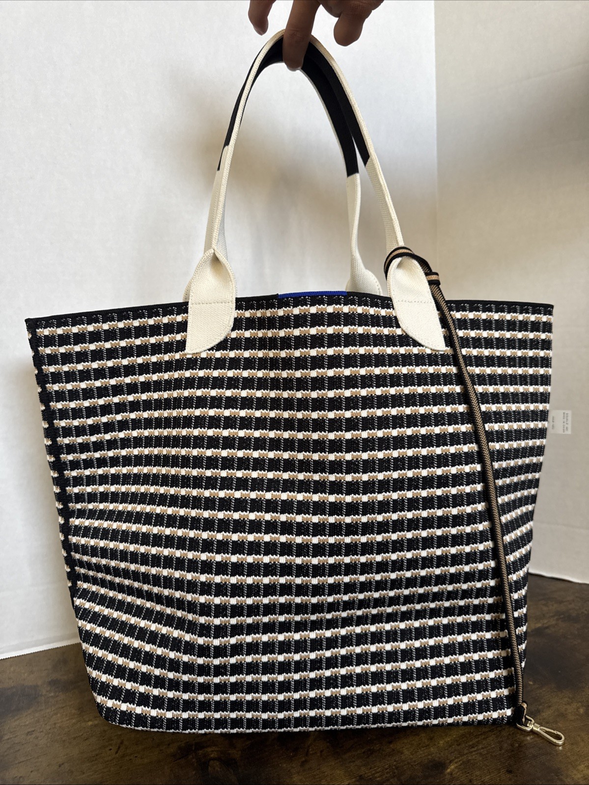 Rothy’s The Lightweight Reversible Tote Checkered Black Cream Tan RARE New Tags
