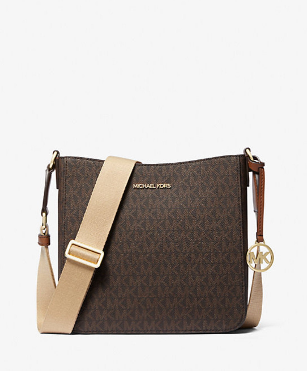 Michael Kors Jet Set Travel Brown Acorn MK Logo Small NS Messenger CrossBody Bag