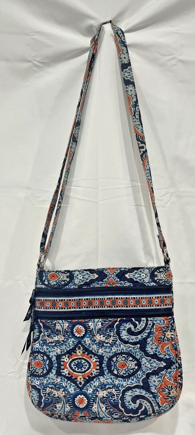 Retired Vera Bradley 2015 Marrakesh Blue Orange Paisley Floral Print Quilt Purse