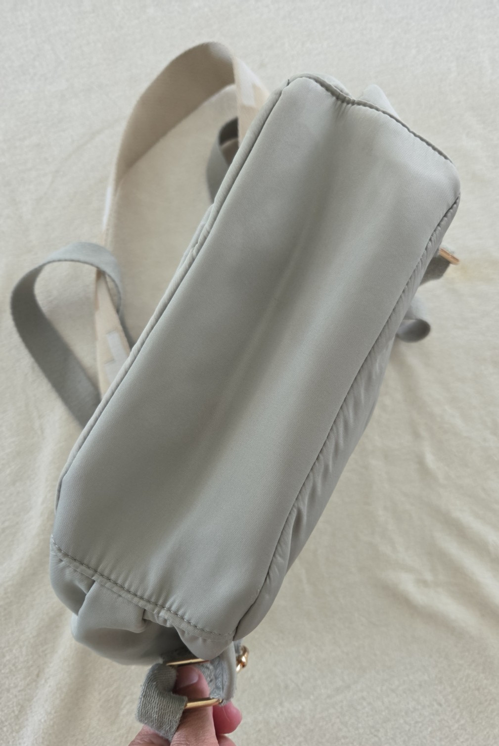 Haute Hippie On The Go Backpack Gray Green Nylon Diaper Bag Zip Pockets Zipper