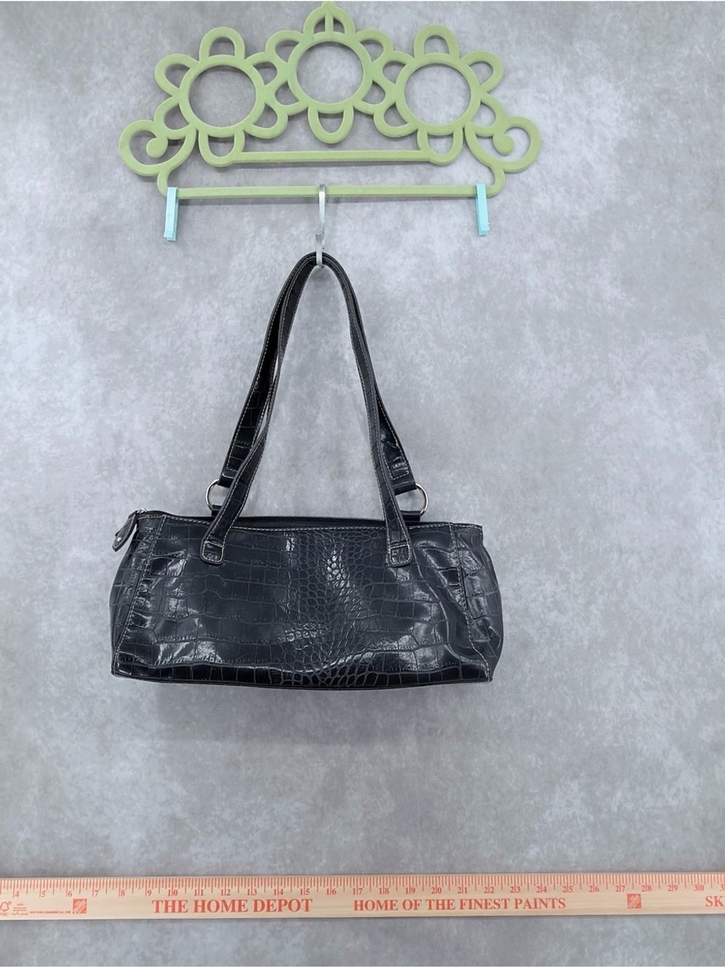 croft & barrow Black Croc-Embossed Shoulder Bag