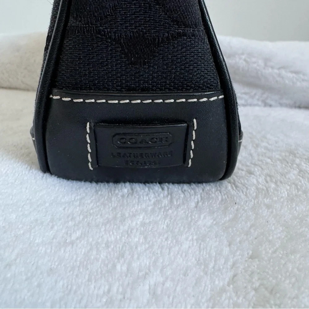 Coach 6094 Black Signature Demi Pouch Bag Canvas Leather Mini Shoulder Y2K