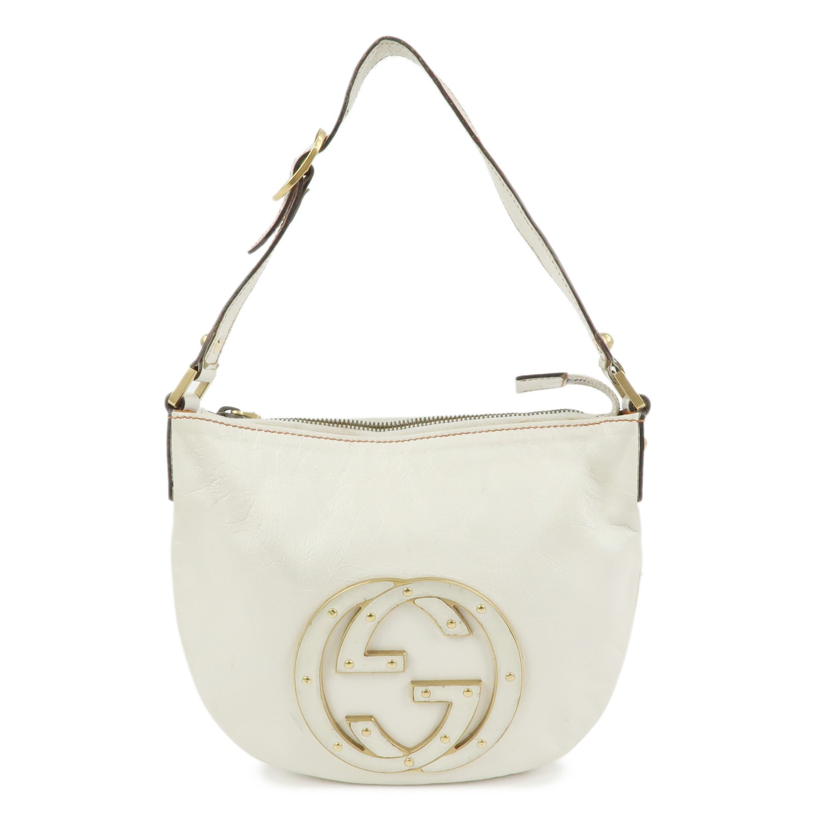 GUCCI Interlocking G Leather Hand Bag Shoulder Bag Ivory 121552 Auth Used F/S