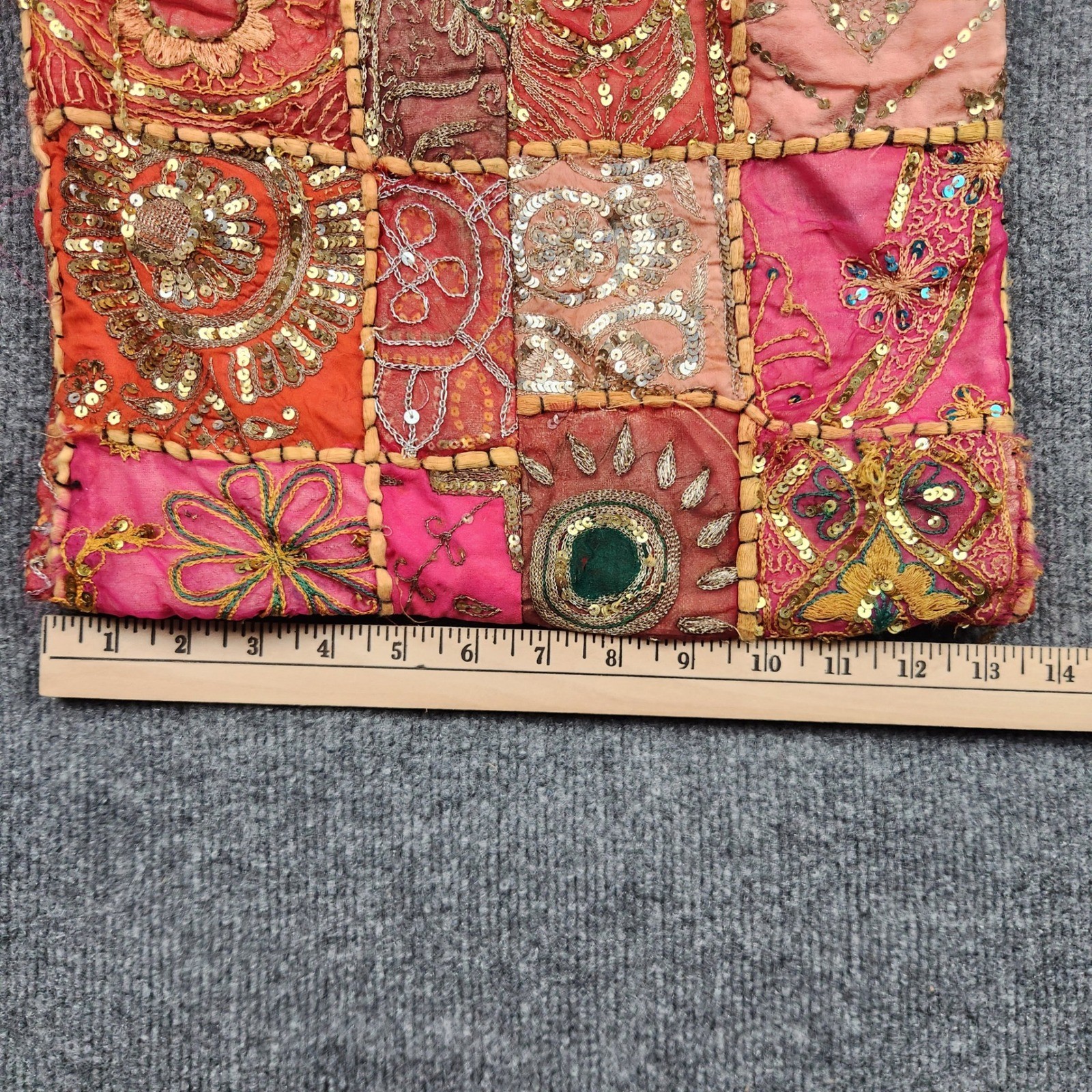 Bohemian Hand Patchwork Hobo Bag Embroidered Sequin Pink Orange Red Shoulder Bag