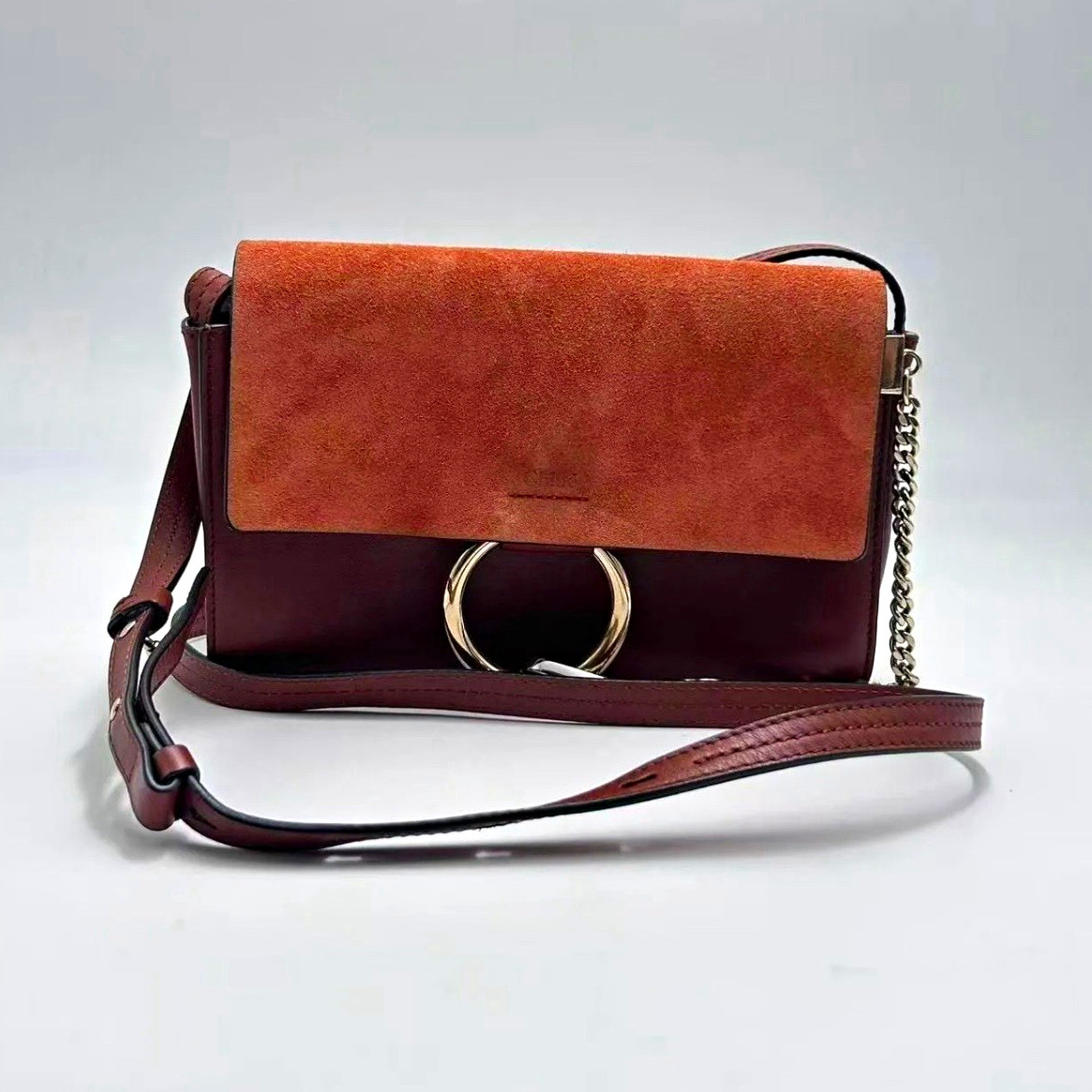 Chloé Women’s Crossbody Bag Brown/Tan Magnetic Flap Chain Strap Adjustable