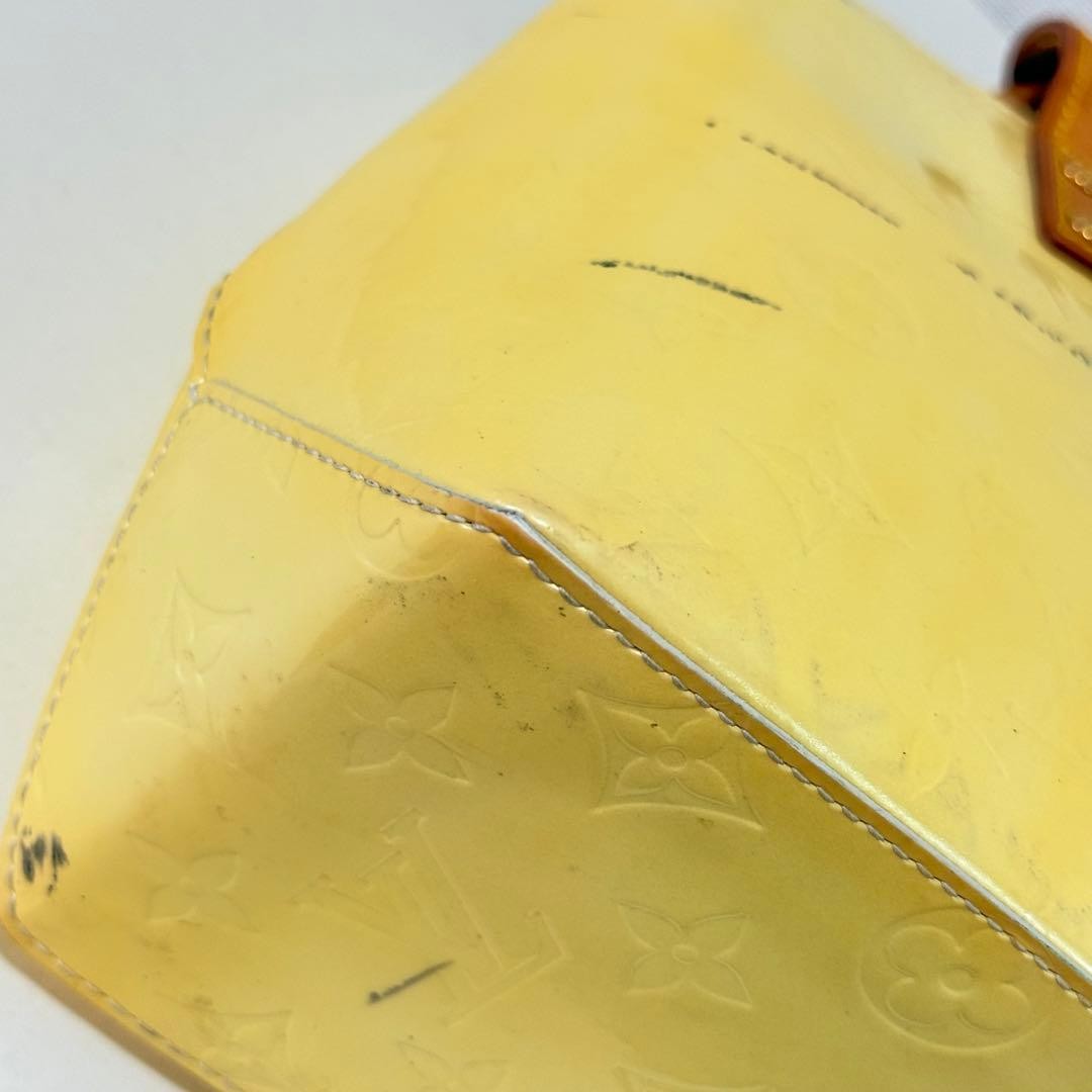 LOUIS VUITTON Vernis Reed PM M91990 Bag Yellow Monogram Leather 22.5x18x10.5cm