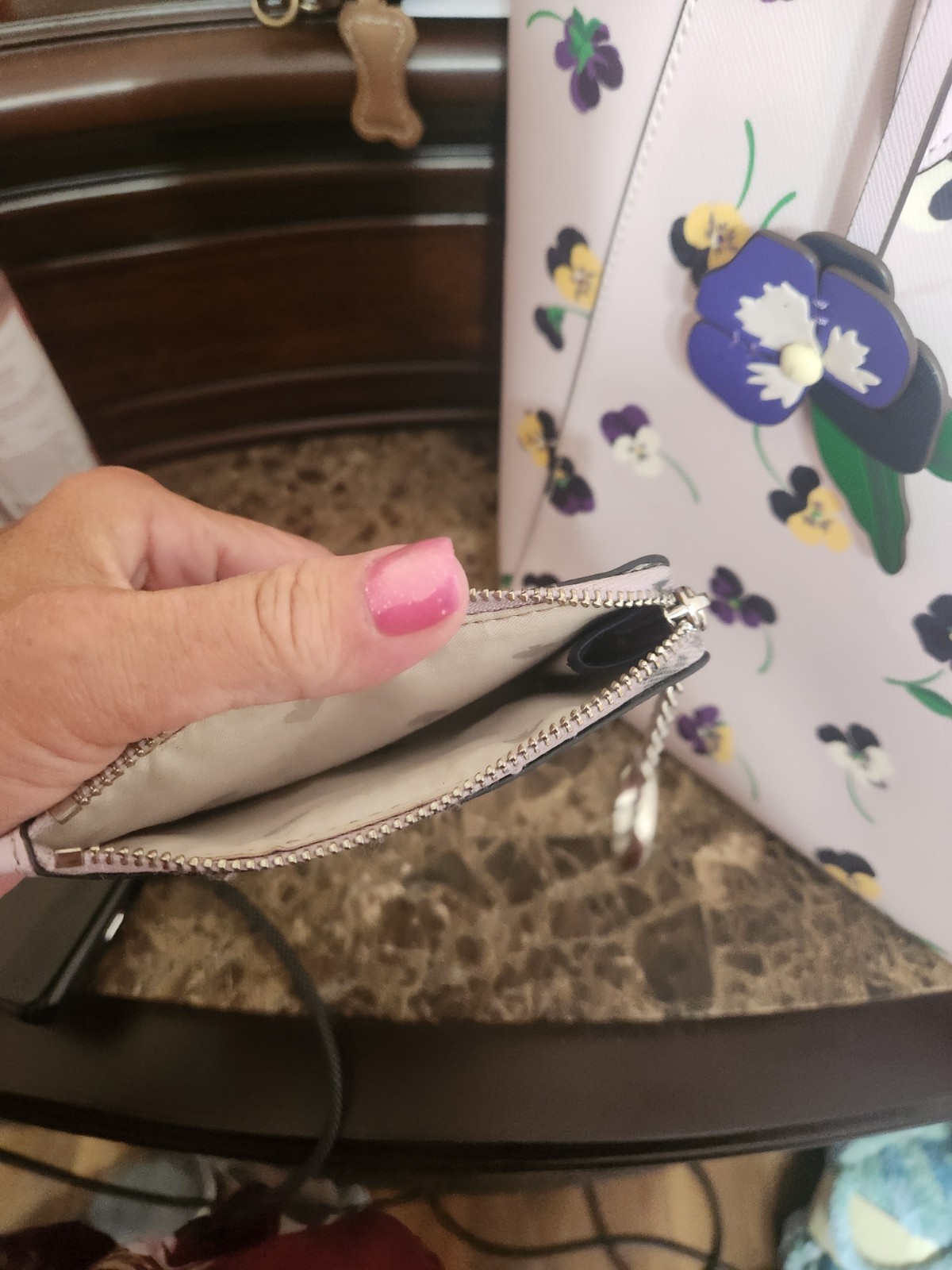 Kate Spade New York Pansy Tote & Matching Wallet + M skeup Bag & Card Wallet
