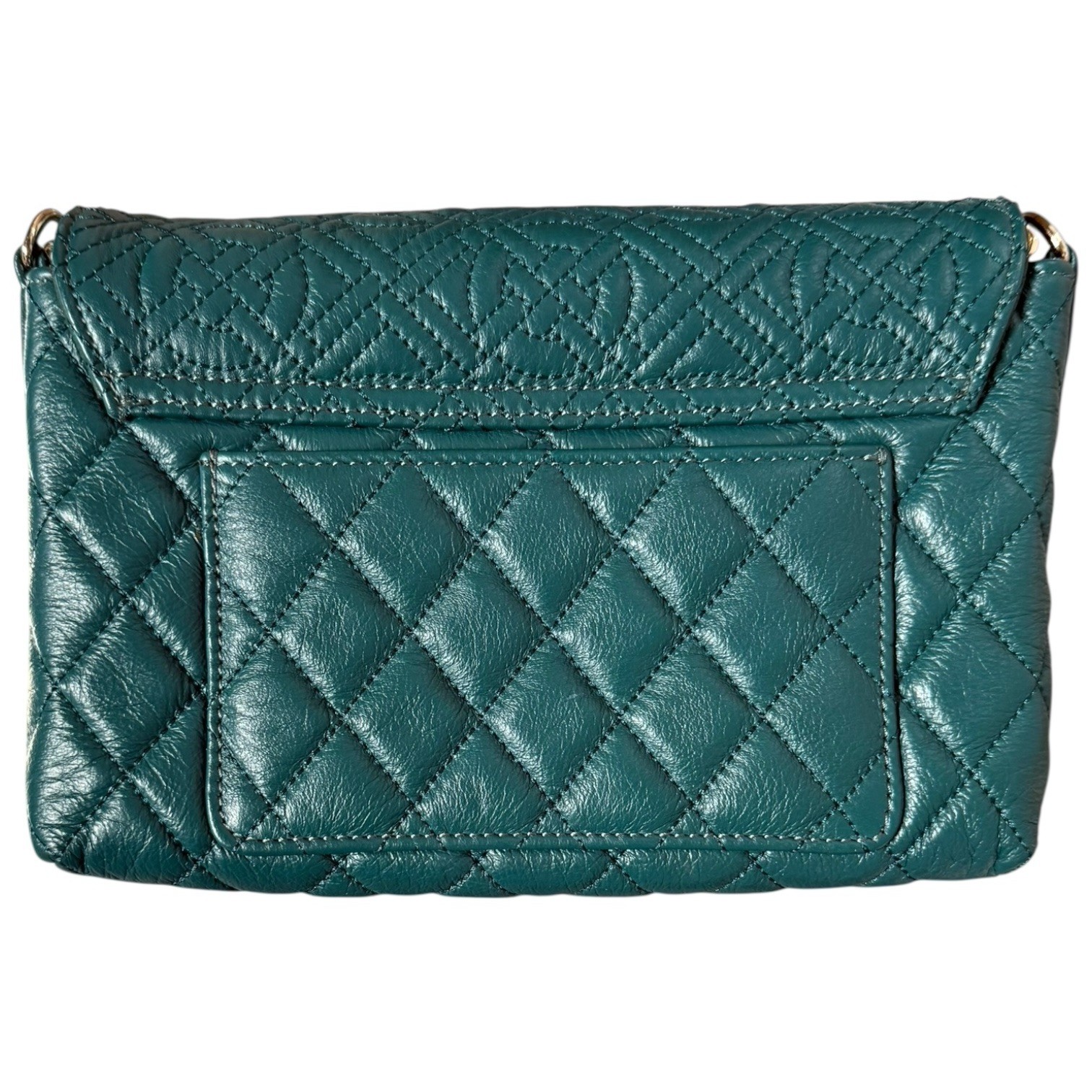 Lee Geon Maan Green Quilted Leather Shoulder Bag Clutch Purse Korean Designer