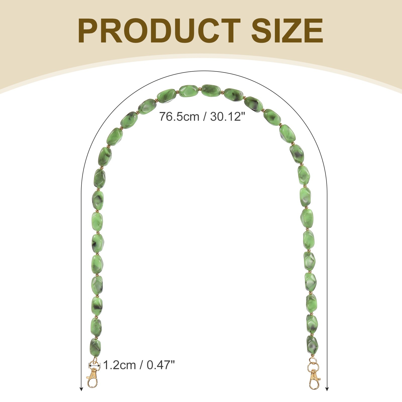 Bead Purse Strap Acrylic Purse Chain Extender, 30.12″, Light Green
