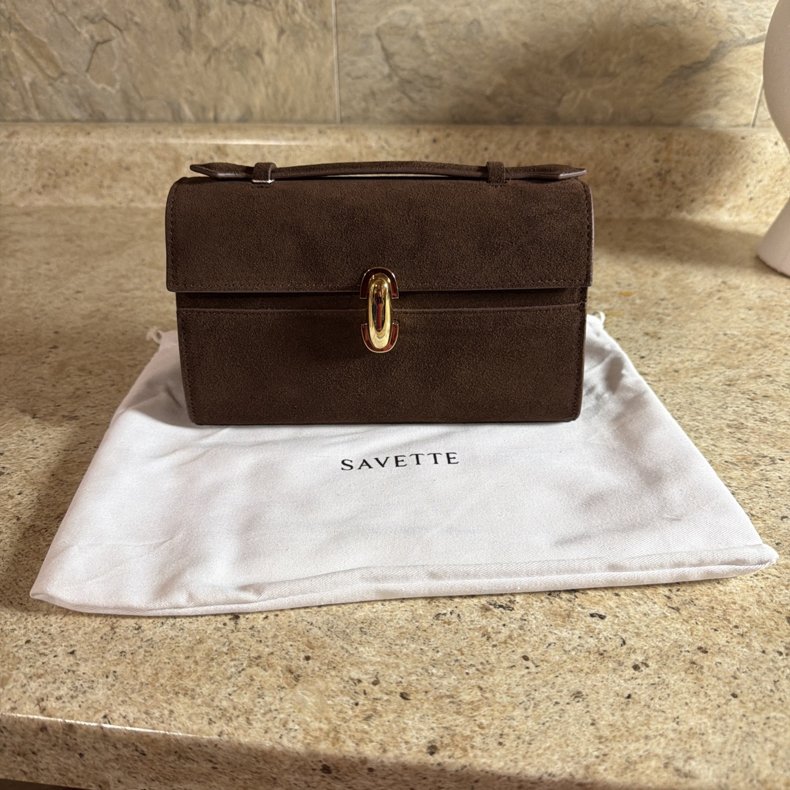 SAVETTE Symmetry Pouchette Suede Espresso Brown
