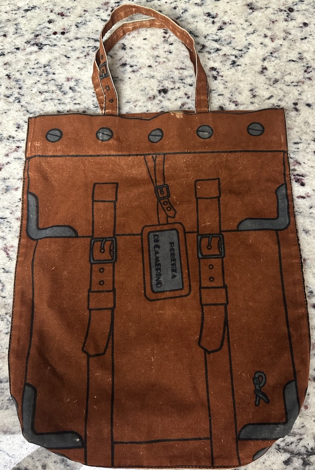 Vintage Roberta Di Camerino Brown Velvet Buckle Trunk Style Small Tote Bag