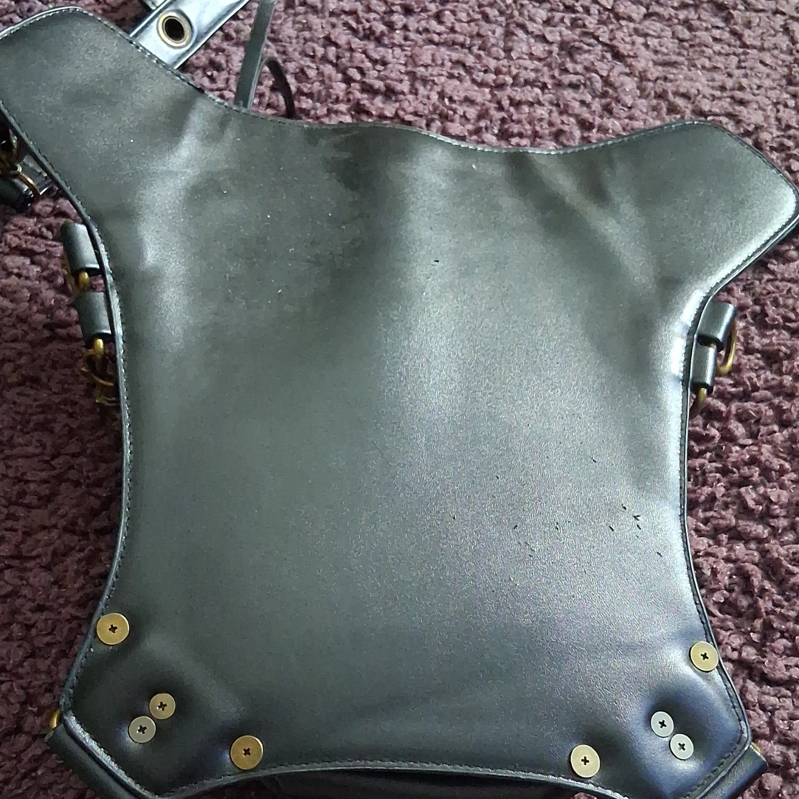 Black Studded Chain Crossbody Bag Zip Buckle Detachable Strap Punk Gothic