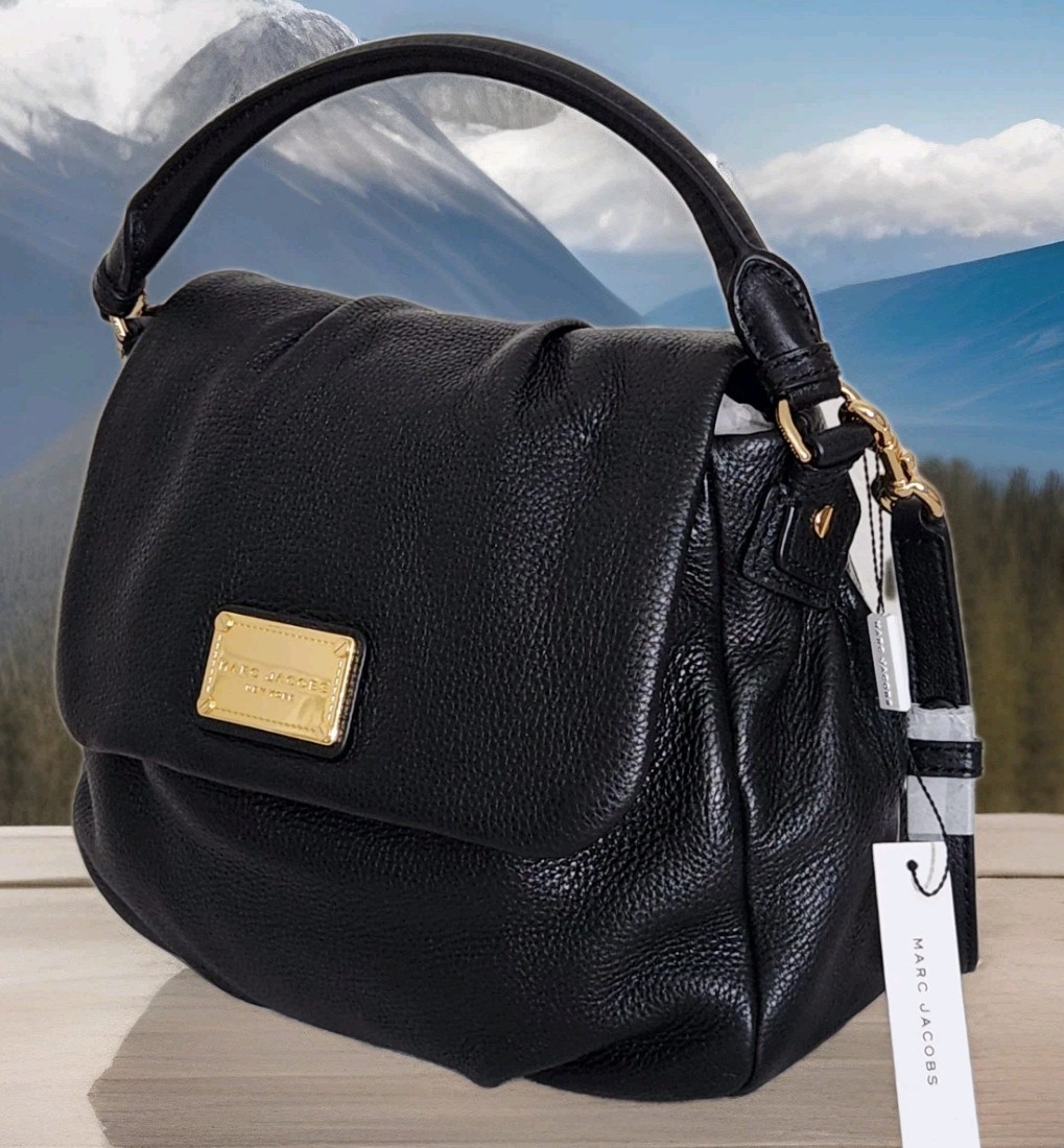 🌞MARC JACOBS NEW LIL UKITA BLACK LEATHER CROSSBODY TOP HANDLE SHOULDER BAG🌺NWT
