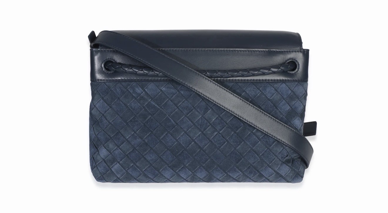 Bottega Veneta Neptune Intrecciato Suede Andiamo Messenger Bag (Full Set)