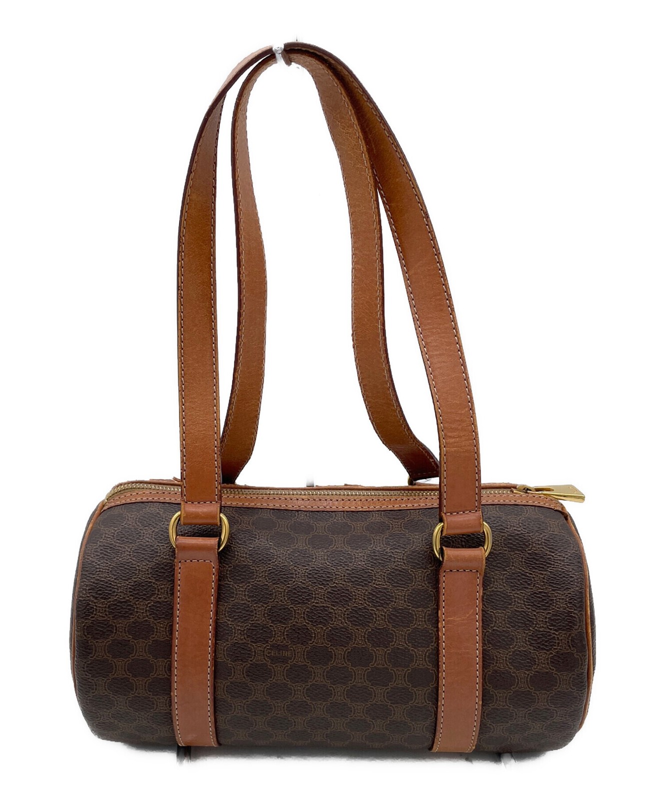 Celine Monogram Leather Handbag Shoulder Bag Gold Hardware Italy Mini bostonBag