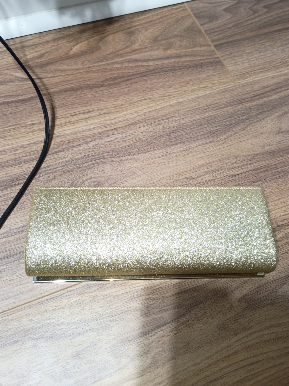 Lulu Townsend Gold Glitter Clutch Bag Carry Bag Evening Purse