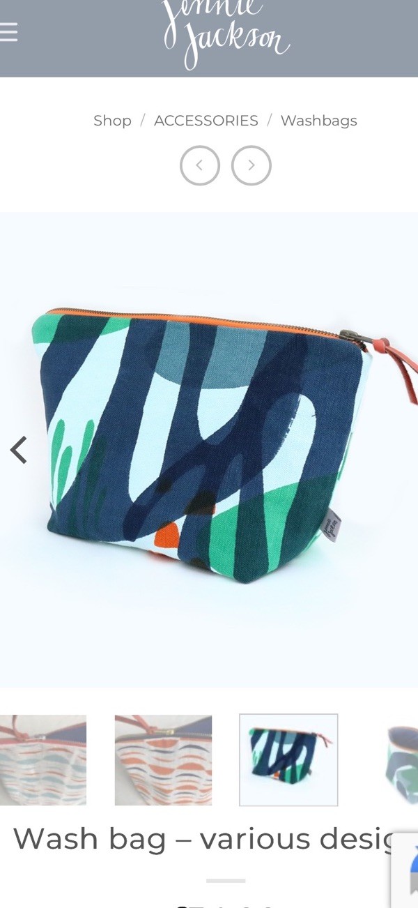 Jennie Jackson Wash Toiletry Bag Brand New Linen Canvas Hand Printed