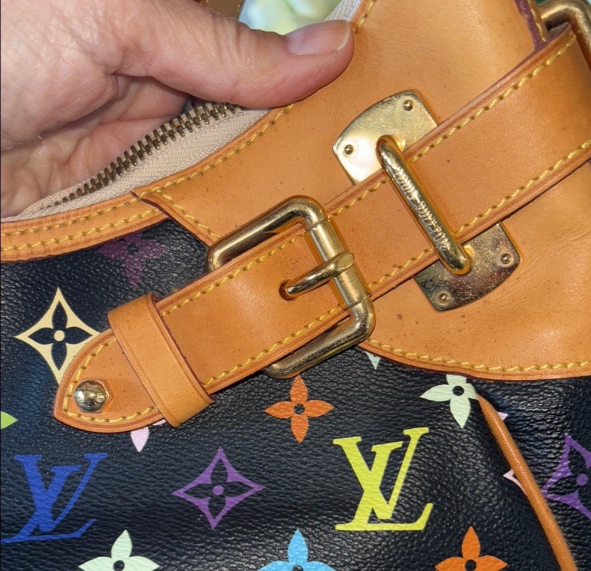 Louis Vuitton Greta Takashi Murakami Multicolor Noir Monogram Shoulder bag