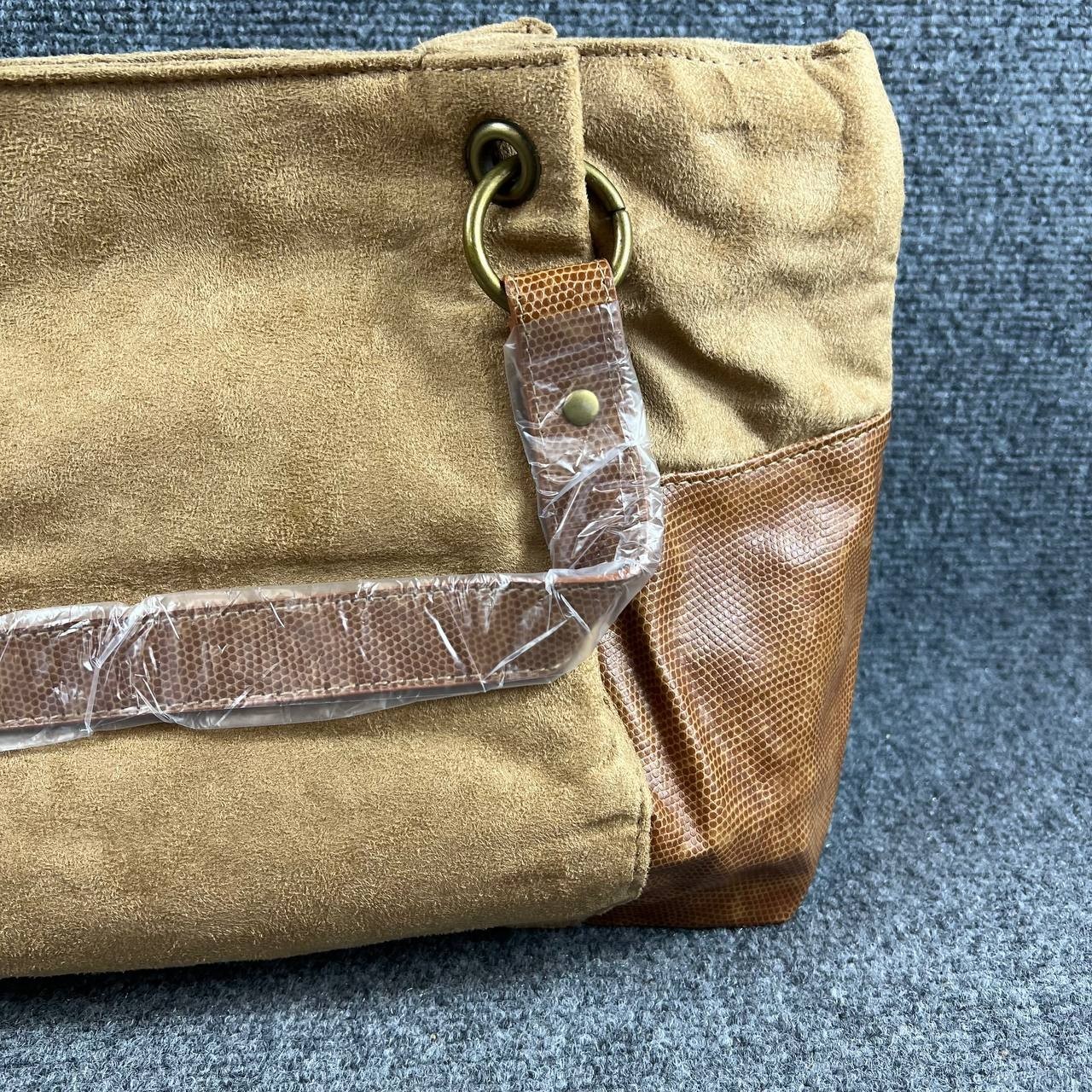 Estee Lauder Brown Tote Bag Fabric Faux Leather New With Stains