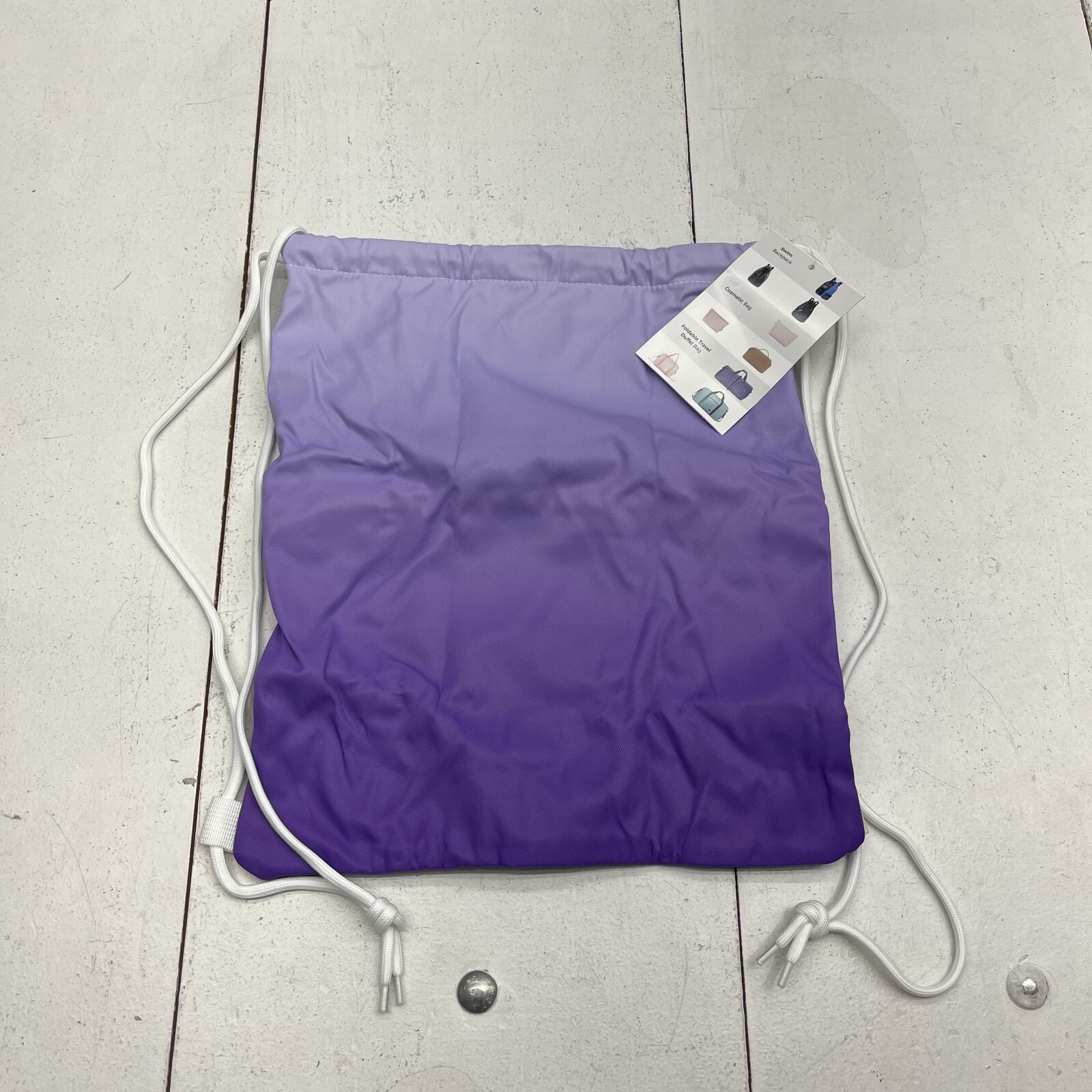Wandf Purple Gradient Water Resistant Nylon Drawstring Bag One Size NEW