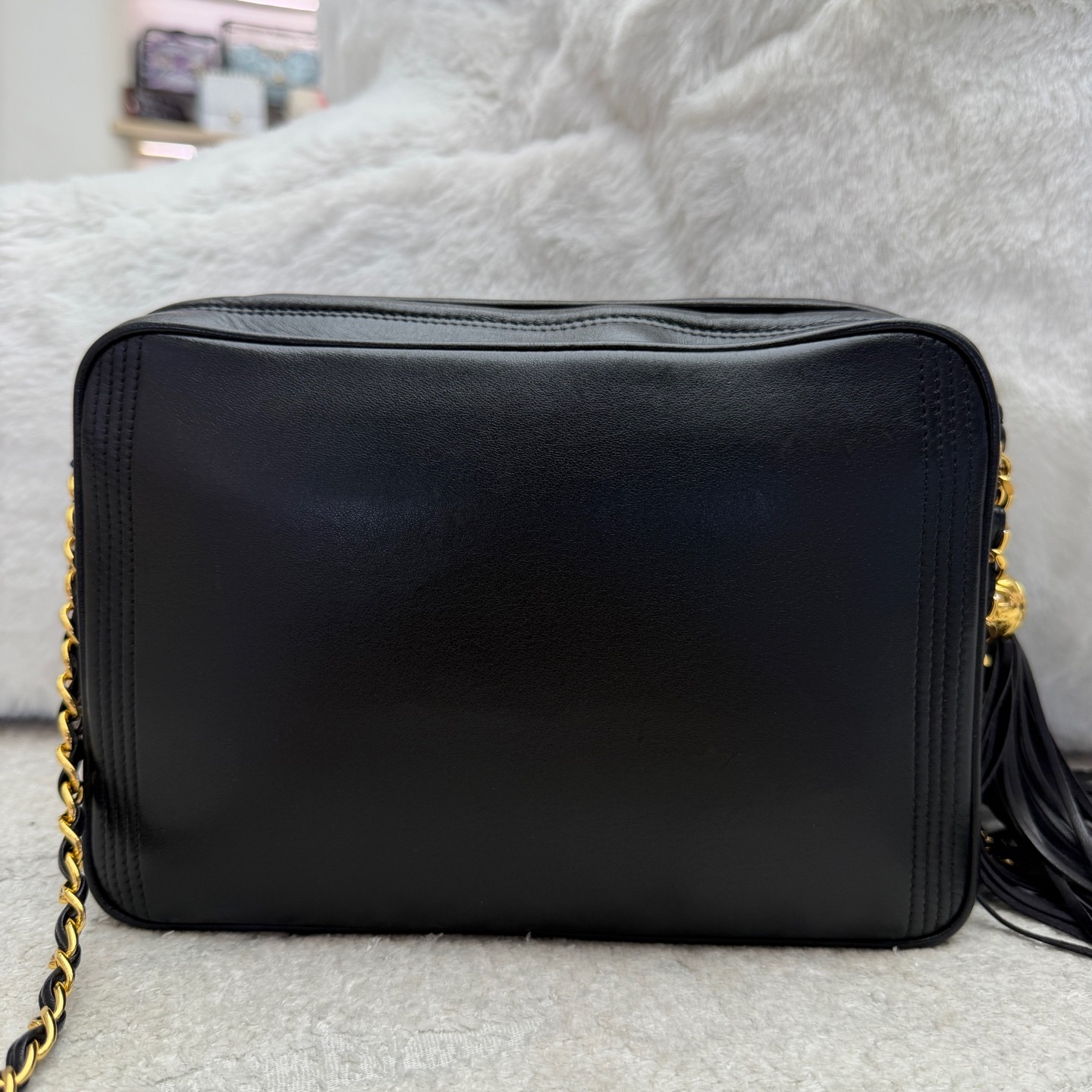 Chanel Vintage Camera Bag Normal Black Lambskin Leather Crossbody Duty Paid