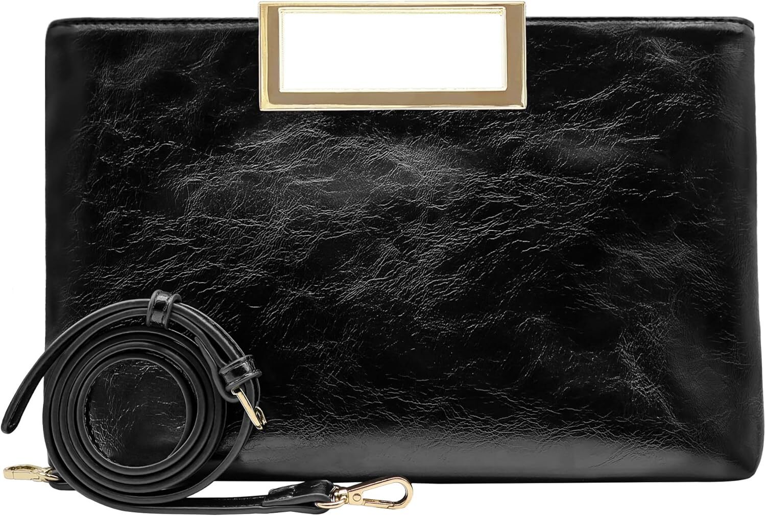 Milisente Clutch Purses for Women Formal/Casual, Sparkly PU Leather Black