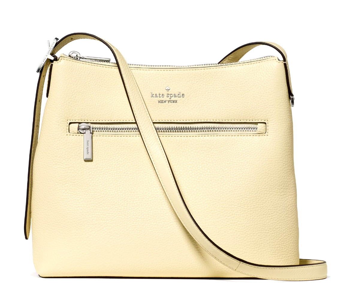 New Kate Spade 454 Large Swingpack Buckle Crossbody Pebble Leather Lemon Fondant