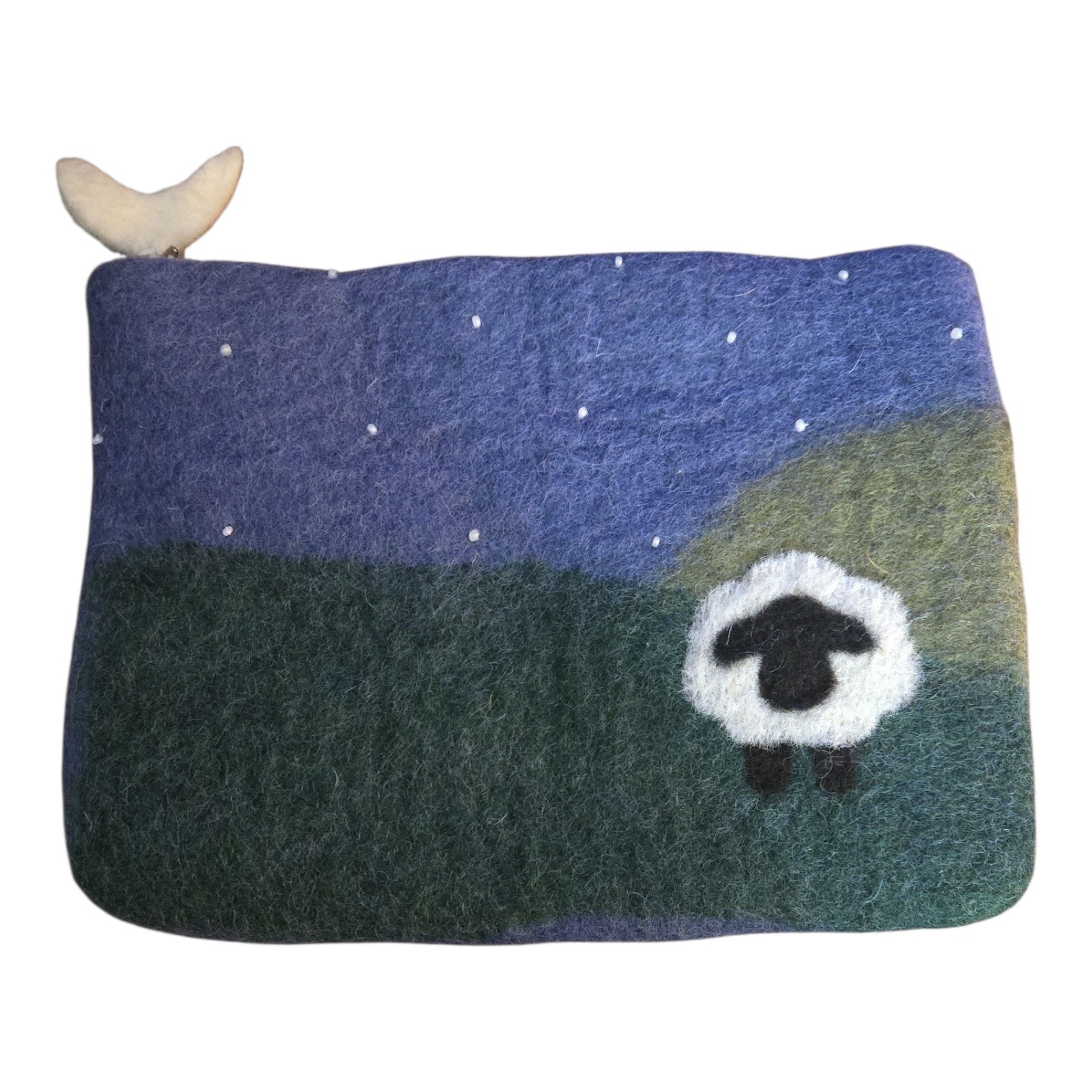 Felted Wool Sheep Zipper Pouch Lined Made in Nepal 100% Wool